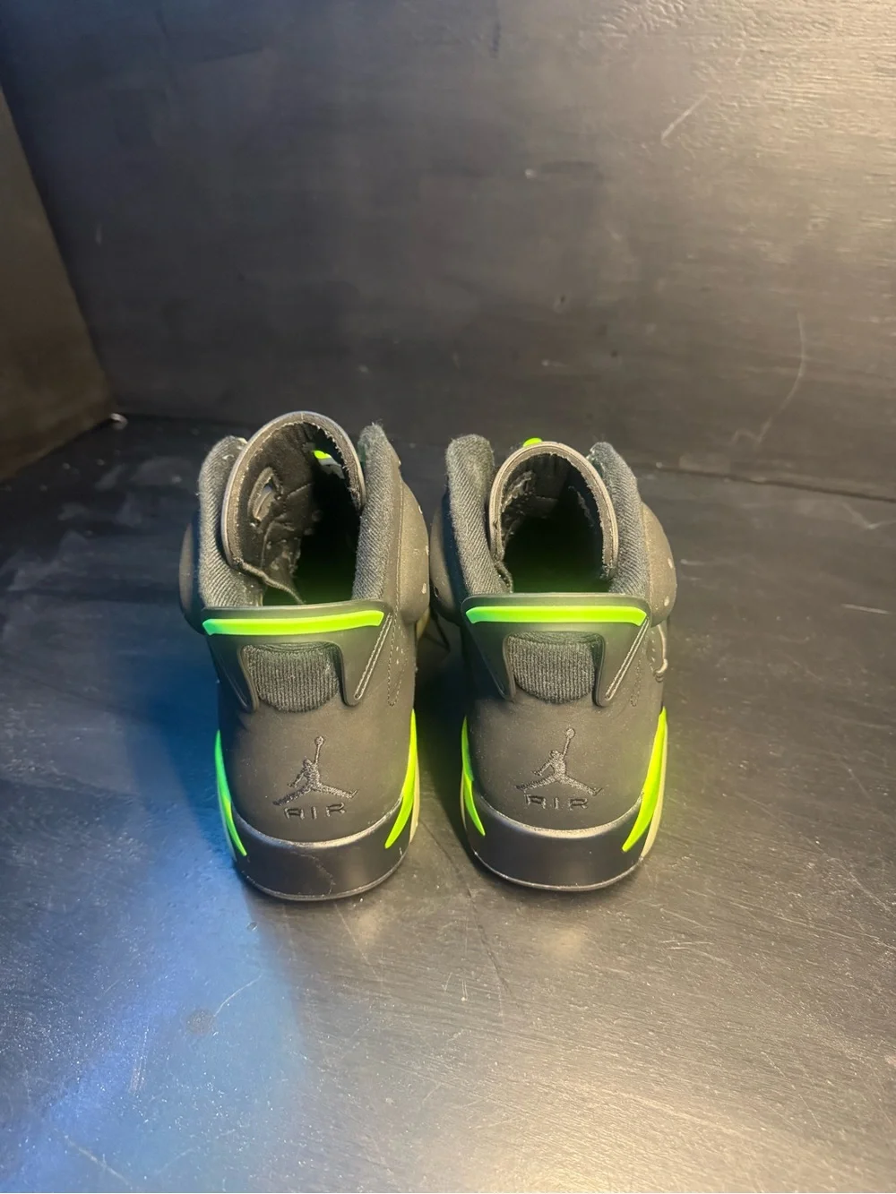 Air-style jordan 6 Basketball Shoes in Black with Neon Green Accents